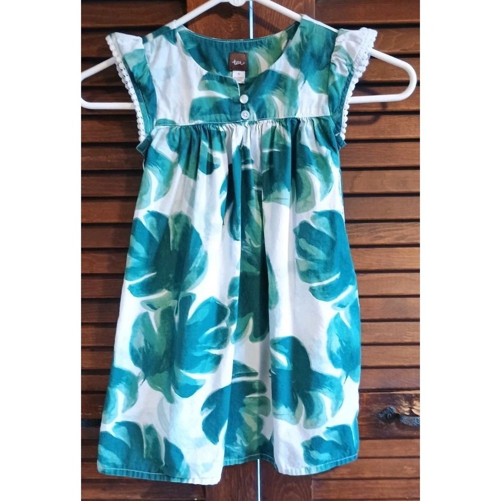 Tea Collection Girls Tropical Floral Sun Dress Size 5 Flutter Sleeves